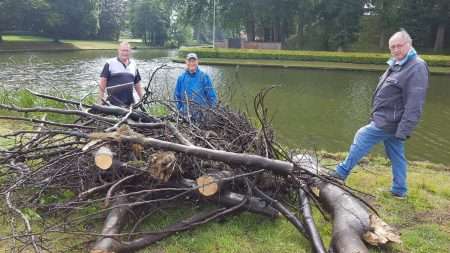 Vrijwilligers halen restanten beuk uit gracht