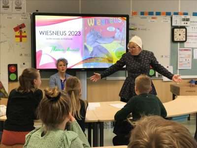 Fuchs en Vos waren bij de 1e Wiesneus-les van dit jaar en zijn ook van partij op het Kinder Kunstcircuit. FOTO ECAL