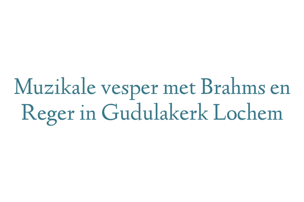 Muzikale vesper met Brahms en Reger in Gudulakerk Lochem