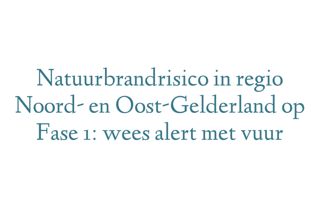 Natuurbrandrisico in regio Noord- en Oost-Gelderland op Fase 1: wees alert met vuur