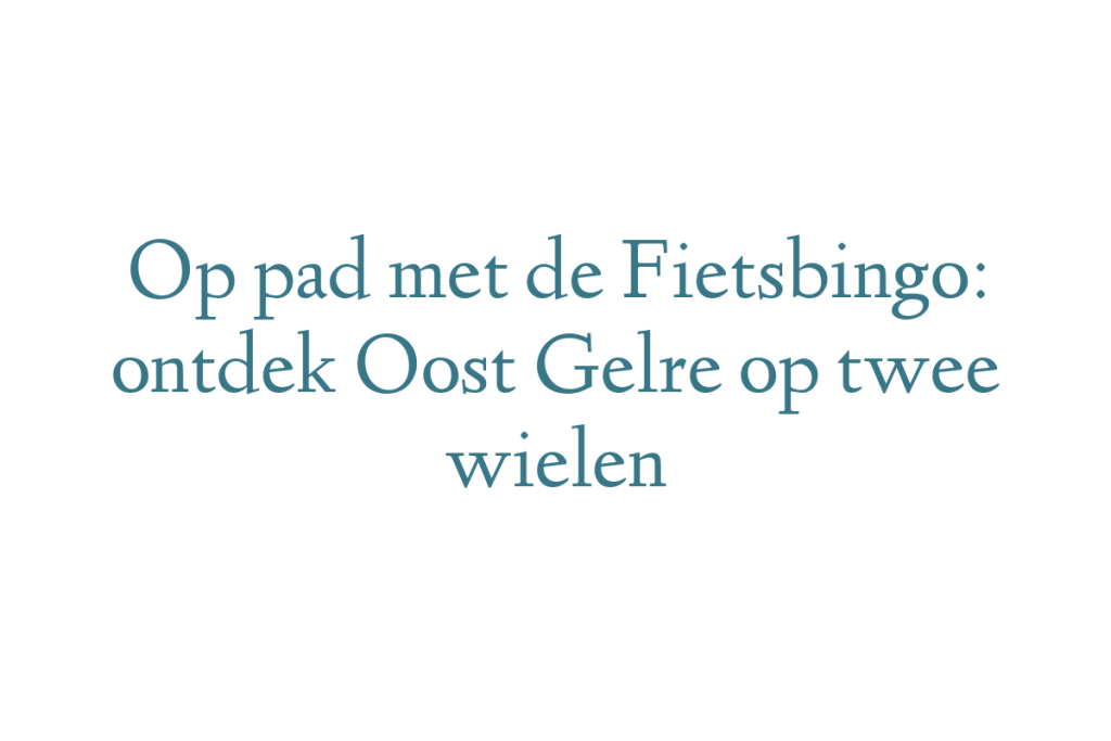 Op pad met de Fietsbingo: ontdek Oost Gelre op twee wielen