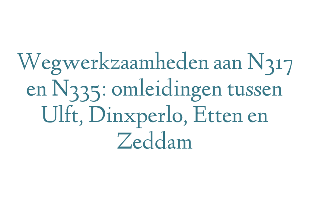 Wegwerkzaamheden aan N317 en N335: omleidingen tussen Ulft, Dinxperlo, Etten en Zeddam