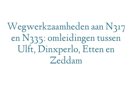 Wegwerkzaamheden aan N317 en N335: omleidingen tussen Ulft, Dinxperlo, Etten en Zeddam