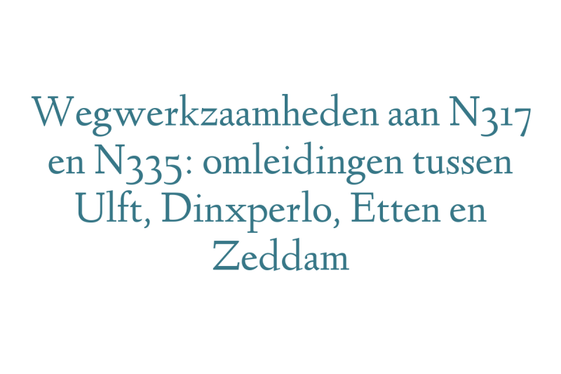 Wegwerkzaamheden aan N317 en N335: omleidingen tussen Ulft, Dinxperlo, Etten en Zeddam