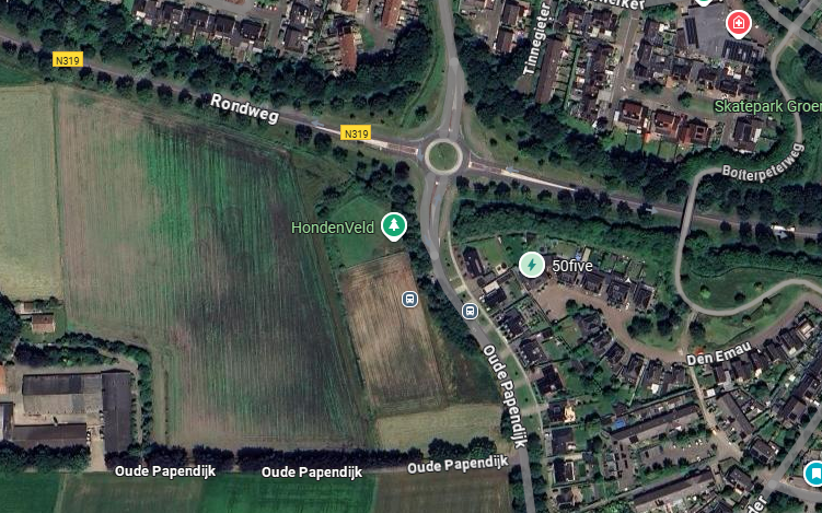 Luchtfoto van het plangebied Eefseler Esch in Groenlo, gezien vanaf Google Maps.
