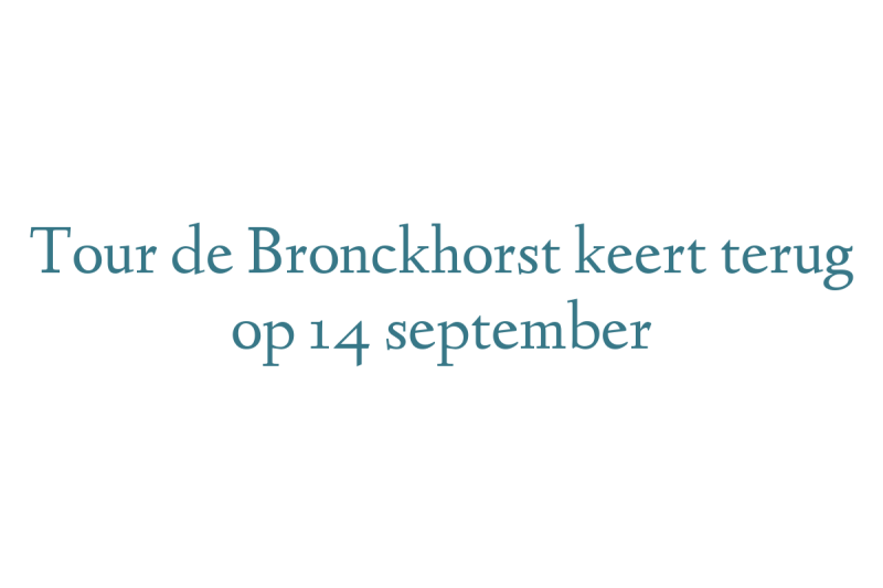 Tour de Bronckhorst keert terug op 14 september