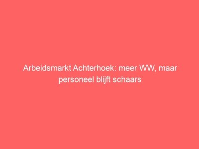 Arbeidsmarkt Achterhoek: meer WW, maar personeel blijft schaars