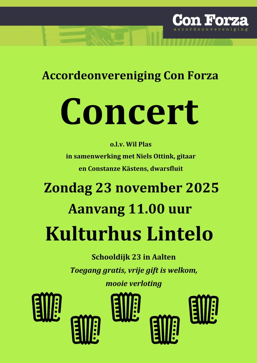 Accordeonvereniging Con Forza poster concert 2025
