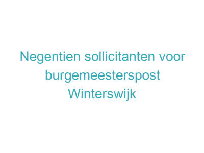Negentien sollicitanten voor burgemeesterspost Winterswijk