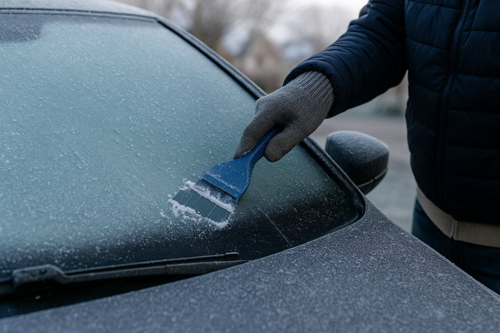 Krabben bevroren autoruit