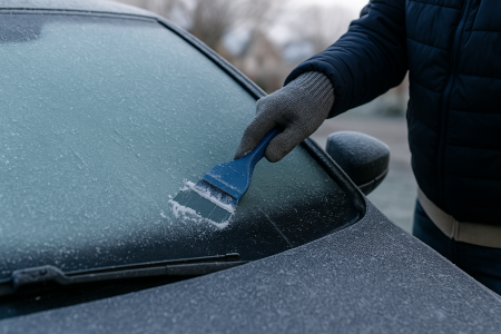 Krabben bevroren autoruit