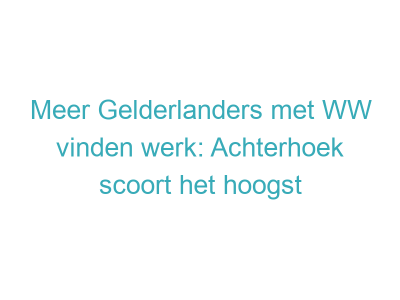 Meer Gelderlanders met WW vinden werk: Achterhoek scoort het hoogst