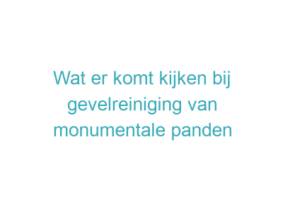 Wat er komt kijken bij gevelreiniging van monumentale panden