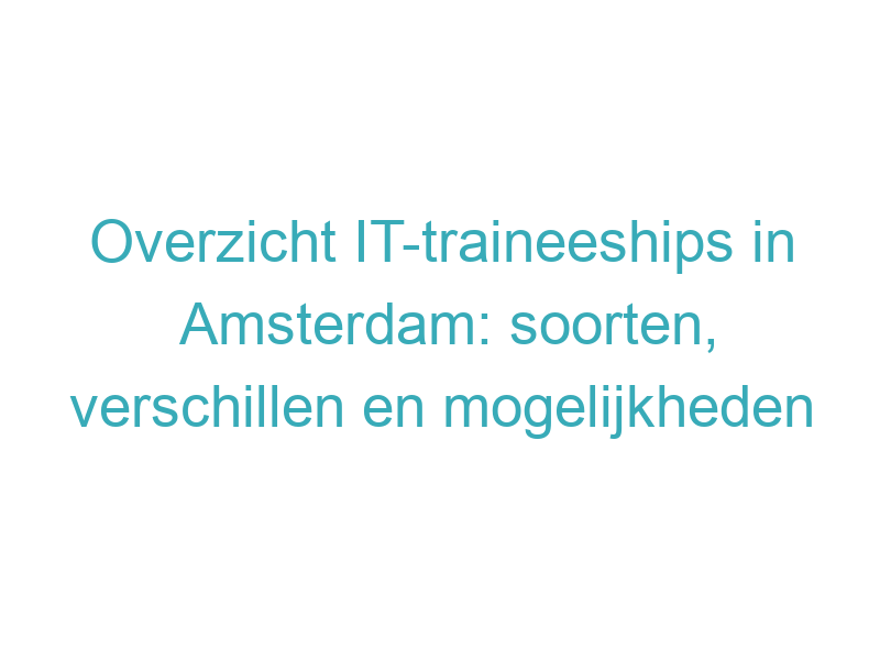 Overzicht IT-traineeships in Amsterdam: soorten, verschillen en mogelijkheden