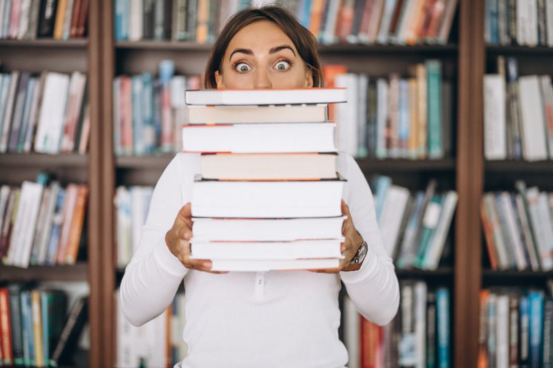 Student woman studying at the library