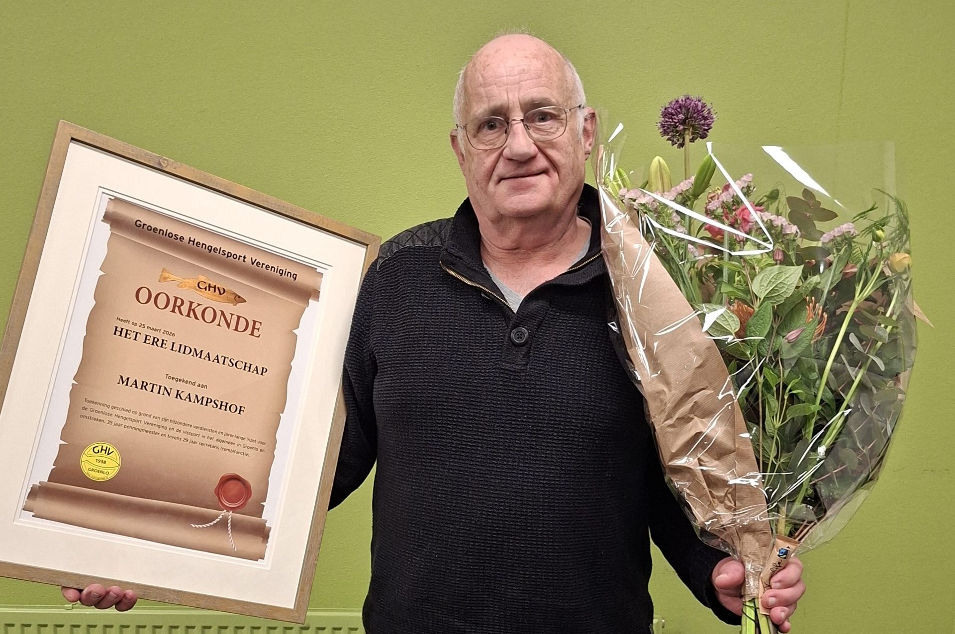GROENLO — Martin Kamphof erelid van Groenlose Hengelsport Vereniging