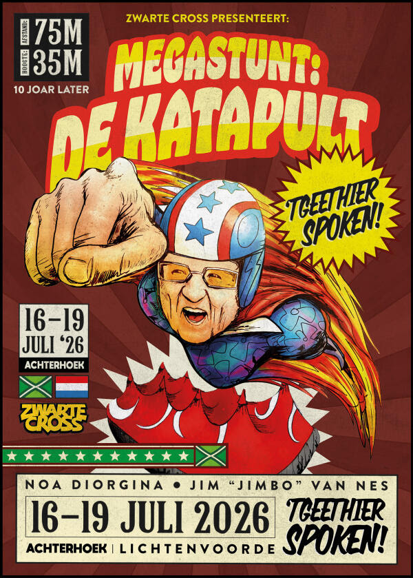 Zwarte Cross kondigt spectaculaire katapultsprong over Megatent aan