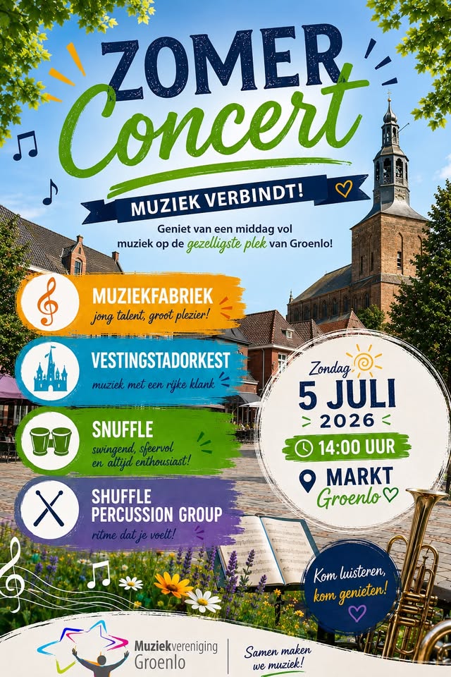 Zomerconcert op de Markt brengt muziekverenigingen samen