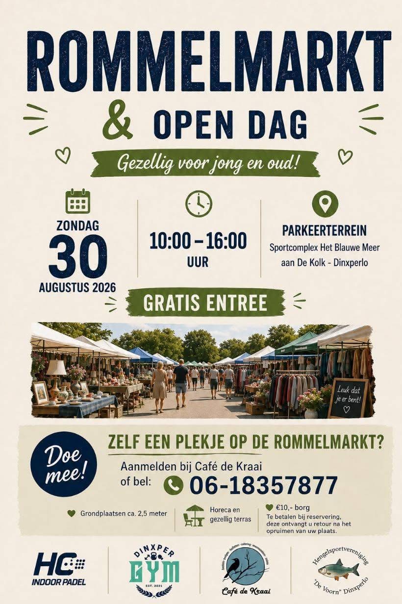Rommelmarkt en open dag op Sportcomplex Het Blauwe Meer in Dinxperlo