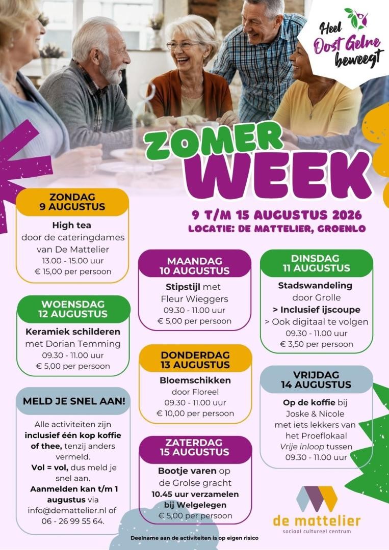 Zomerweek in De Mattelier biedt activiteiten voor senioren uit Oost Gelre